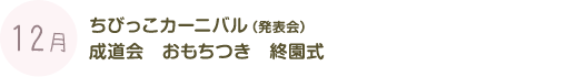 12月：ちびっこカーニバル(発表会)　成道会　おもちつき　終園式